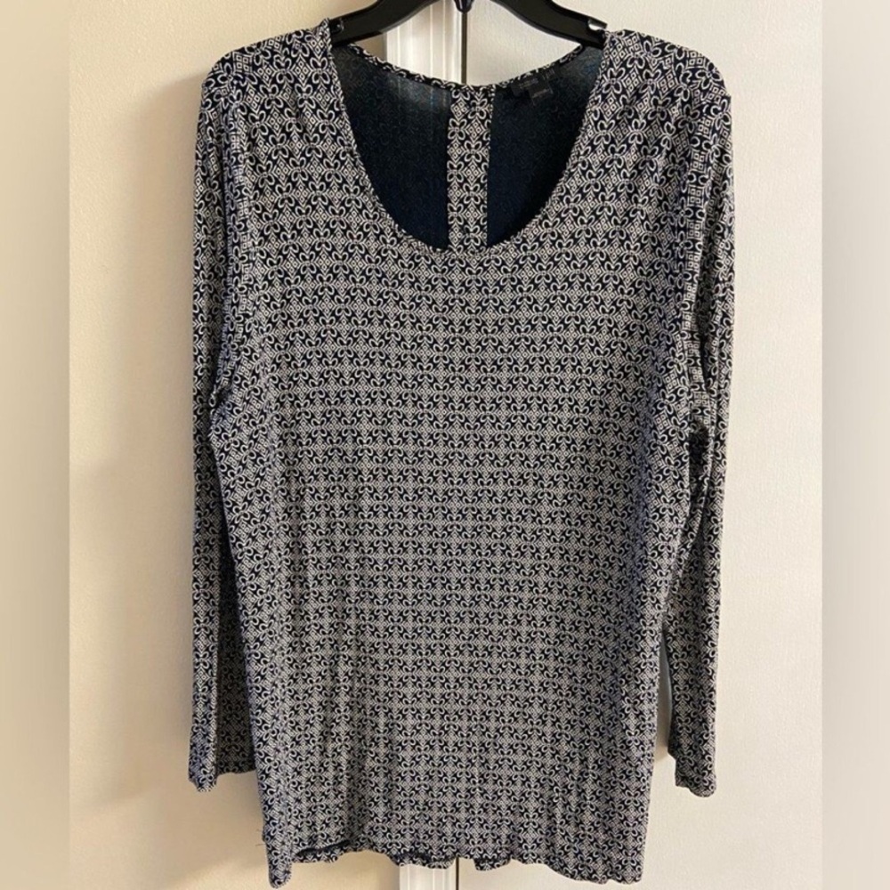 J Jill Wearever collection Black and White Patterned Long Sleeve tunic top large